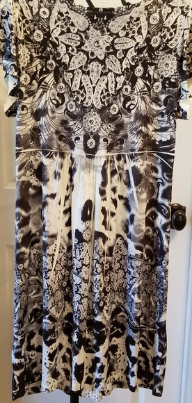 Black, gray, and white, tie-dye dress. - Picture 3 of 3